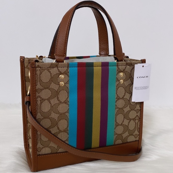 NWT💃Coach Dempsey Tote 22 In Signature Jacquard With Stripe And Coach Patch - Picture 10 of 13